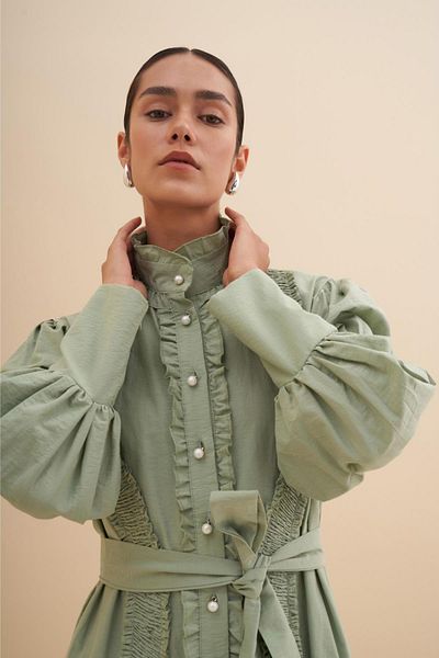 FUSHYA Pearl Detailed Gathered Dress