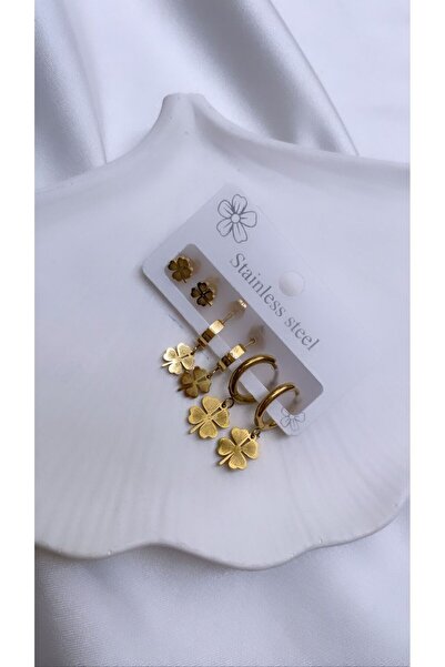Accessories Clover Gold Color Earrings Set of 6