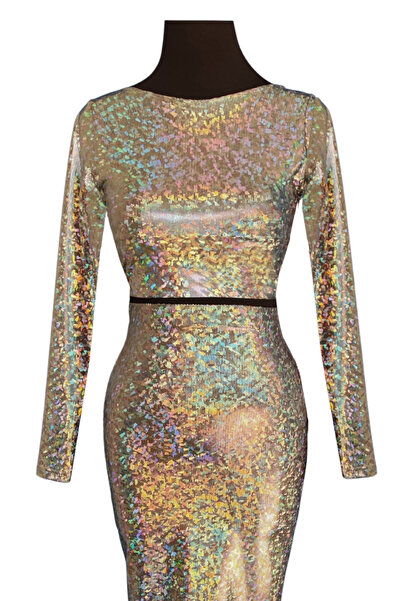 Due Stelle Long Sleeve Hologram Crop Top