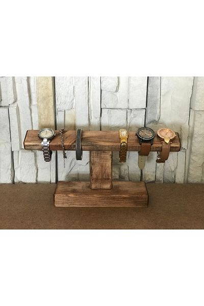 lata ahşap Wooden Set - Clock and Design Stand