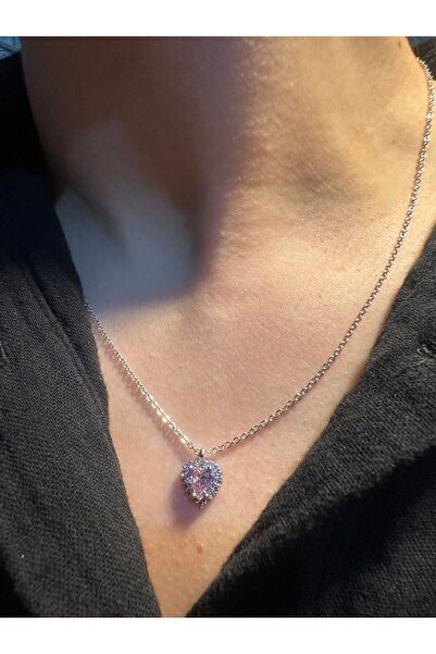 BİOFİSTORE قلادة باندورا مرصعة بأحجار الزركون على شكل قلب