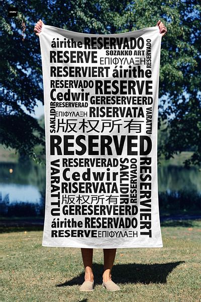 Sozakko Reserd White Typography Cotton Sea Bath Beach Towel