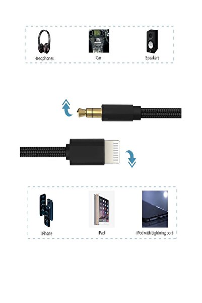 9a Lightning To 3.5 mm Aux İphone İçin Audio Kablo Araç İçi Uyumlu Aux Kablosu Araç İçi Dönüştürücü