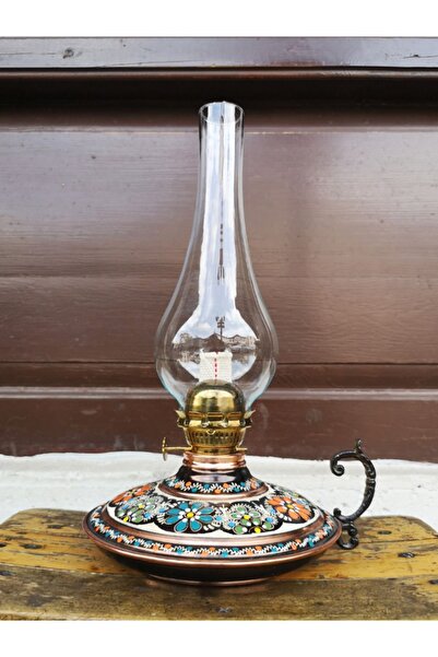 COPPERMALL Bakır Gaz Lambası Erzincan işi Büyük Boy El Yapımı Dekoratif Nosta...