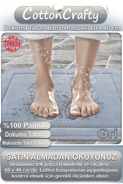 CottonCrafty Βαμβακερό χαλάκι μπάνιου 60x40 εκ. Απορροφητικό νερό - Πόδι