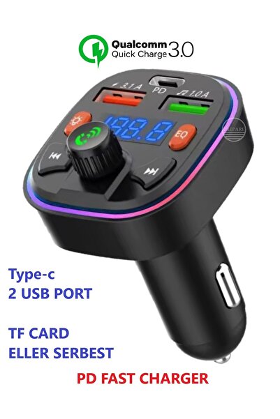 PREPARE Bluetooth Araç Kiti Pd 3,0 Hızlı Araç Şarjı Mp3 Player Fm Transmitter