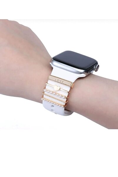CASABLANCA Apple Watch Uyumlu Akıllı Saat Kordon Süsü Gold Love Charm Kayış A...