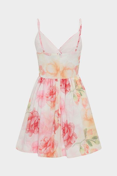 Açelya Okcu Women's Mini Dress with Drape and Shirred Straps