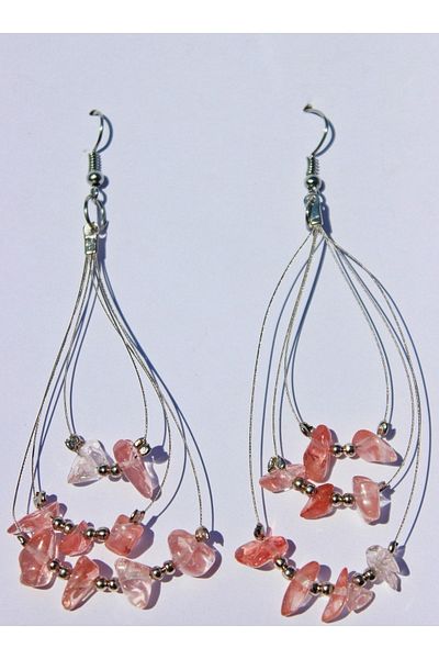 Mıçı New Season Stylish Rose Quartz Stone Natural Stone Earrings