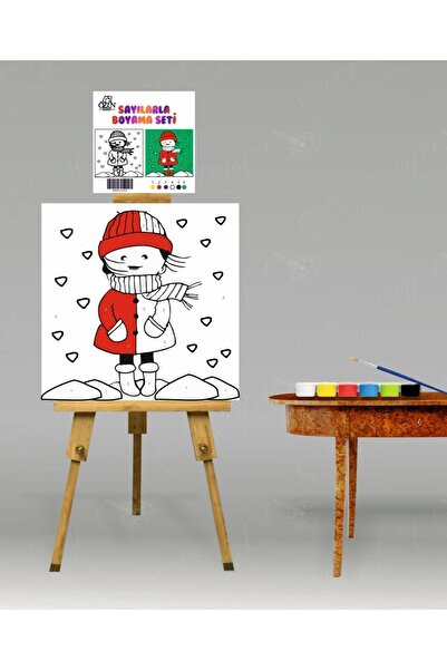 tuvval Sayılarla Boyama Seti Kar Kız 20x20 Çocuk Sayılarla Boyama Hobi Tuval
