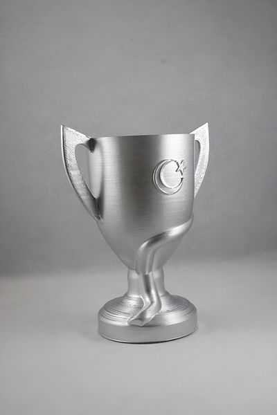 3DLAYERCRAFT Ziraat Türkiye 25 cm Μεταλλική Ασημένια Κούπα - Δώρο Διακόσμηση