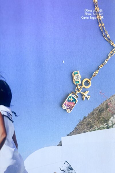 Pretty Stainless Steel Necklace - Triple Suitcase Suitcase, Charm Camera