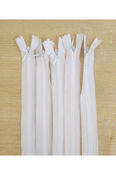 Kezban Tekstil سوستة مخفية بيضاء 50 سم 5 قطع