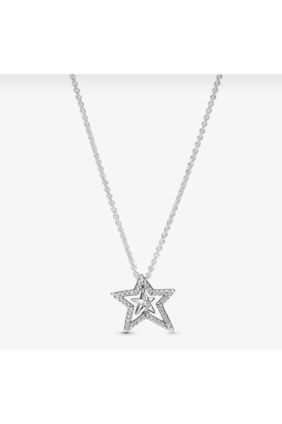 Lines Bijuteri 925 Ayar Gümüş Zirkon Taşlı Pavé Asimetrik Yıldız Temalı Moder...