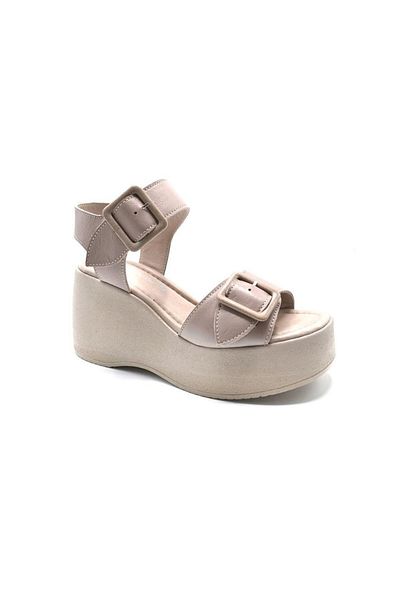 Venüs VENUS2313101Y - Leather Buckle Wedge Heel Women's Sandals
