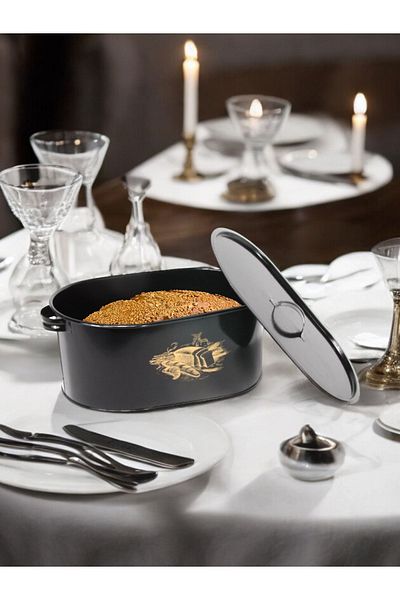 Bestofhome Black Italian Style Metal Bread Bowl Bread Box