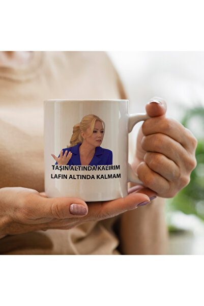 HobiShop Müge Anlı- Taşın altında kalırım lafın altında kalmam baskılı kupa bardak