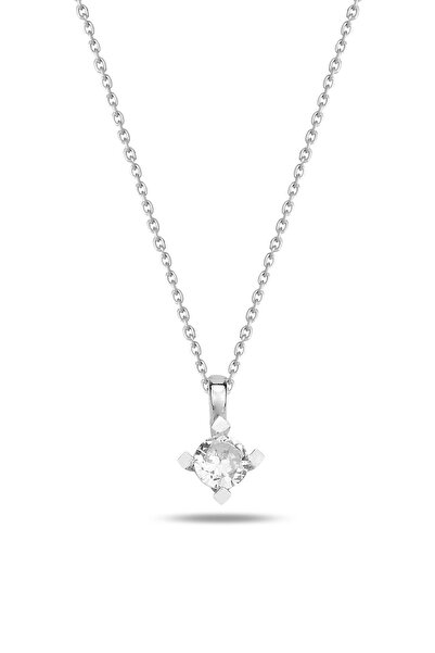 KAR DİAMOND Gümüş 0.35 Carat Mozanit Pırlanta Taşı Sertifikalı Tek Taş Kolye - Işıklı Kutuda
