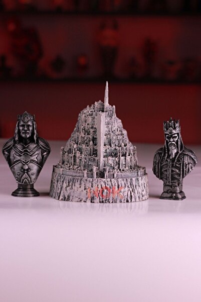 GÜRCÜ 3D Minas Tirith, Aragorn ve Ölülerin Kralı Figürü 3'lü Set