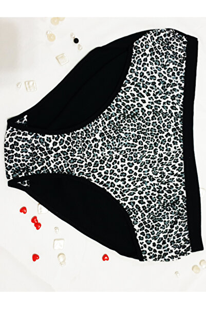 KEMSON Set de 2 chiloți din bumbac cu talie înaltă cu imprimeu leopard