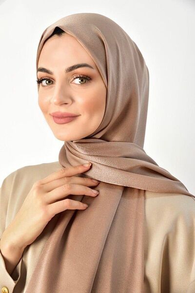 İSTANBULSTYLEMODA Βραδινό φόρεμα Janjan Color Satin - Chiffon Işıl Wrap, Ανοιχτό καφέ, 185x70 - Shawl2315