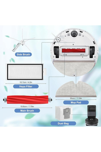 Ozemtek Συμβατό με Roborock Q7 Max Q7 Max Plus Ανταλλακτικό σετ σακούλας σκόνης, βούρτσας, φίλτρου Hepa-7 τεμάχια