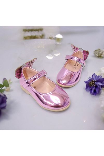 PATİK BEBE Balerini ortopedici cu model fluture roz pentru fete