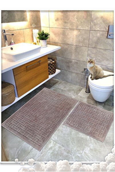 Cotton Crafty طقم سجادة حمام منسوجة من القطن 100%، طقم سجادة حمام دومينو مكون...