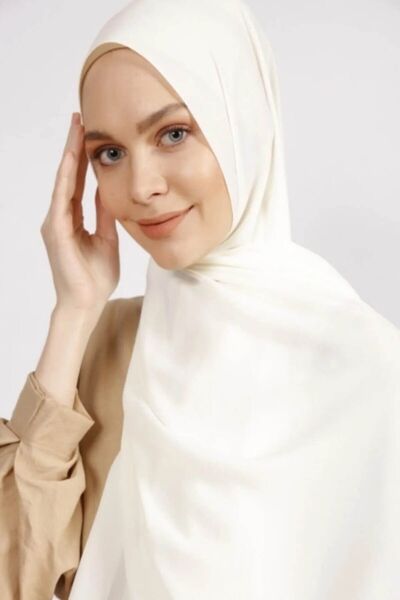 İSTANBULSTYLEMODA Білий креп-шифон шаль - 210x75 Flr241433