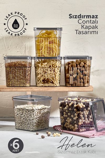 Eva Mia Helen 1,60LT Capacity 6x Pieces Leakproof Storage and Food Organizer