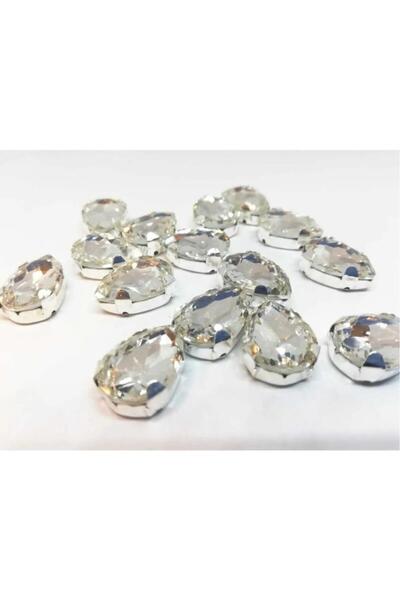 BEİLYS COSMETİCS & ACCESSORY 1,8 cm Strass Drop Stone - Alb cu carcasă, 20 buc