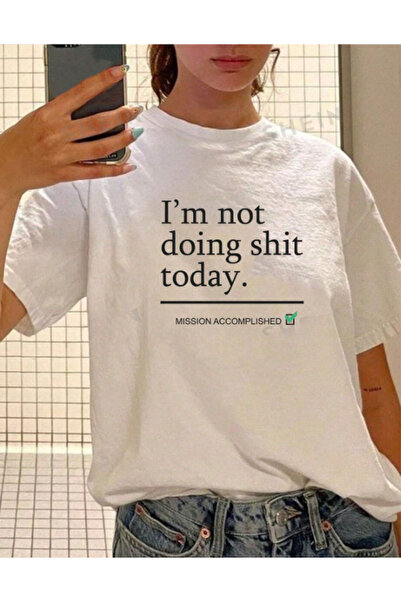 AEMİ Μπλουζάκι Unisex "I'm Not Doing Shit Today" με στάμπα Oversize Crew Neck...