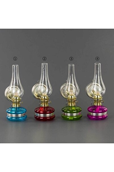 Sözen Mostar Dekoratif Nostaljik Büyük Boy Gaz Lambası Vintage, 4 Adet Mavi Yeşil Kırmızı Pembe