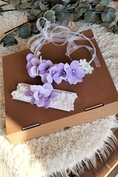 çiğdem kaya design Set de coroană pentru mamă și bebeluș cu hortensie liliac ...