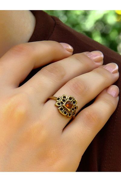 esha Natural Stone Agate - Minimal Design, Antique Adjustable Women's Ring euy37a