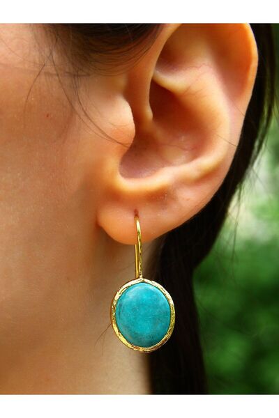 esha Doğal Taş Firuze (Turkuaz) Taşı Kadın Doğal Taşlı Küpe Gold euku3f