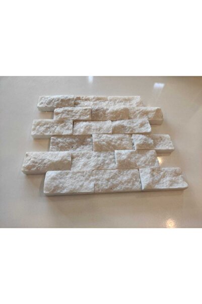 Polen Stone Beyaz Mermer Patlatma Duvar Kaplama Taşı Simli Fileli
