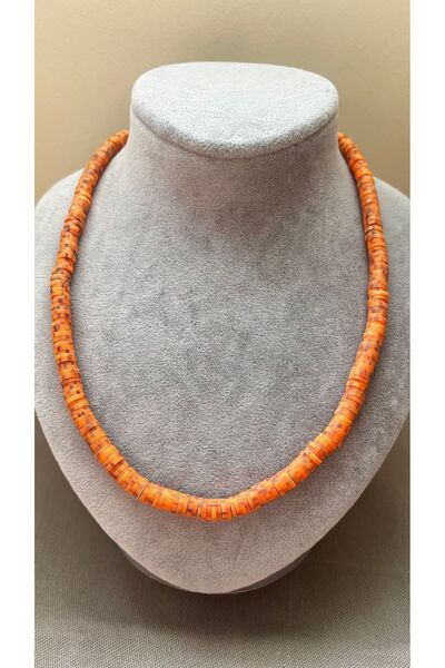 Atelier By Serkan Desenli Somon Rengi Fimo Kolye