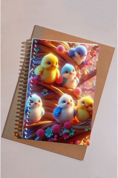 kutuTR Chicks 100 Sheets Lined Wooden MDF Vip Modelist Notebook - 15x21, 80gr/m2, Ç511