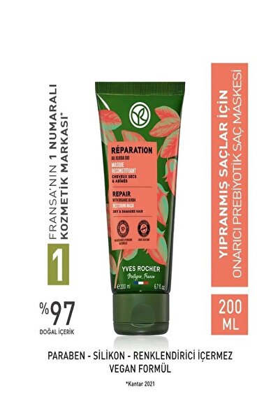 Yves Rocher Onarıcı Prebiyotik Saç Maskesi - Yıpranmış Saçlar 200 ml