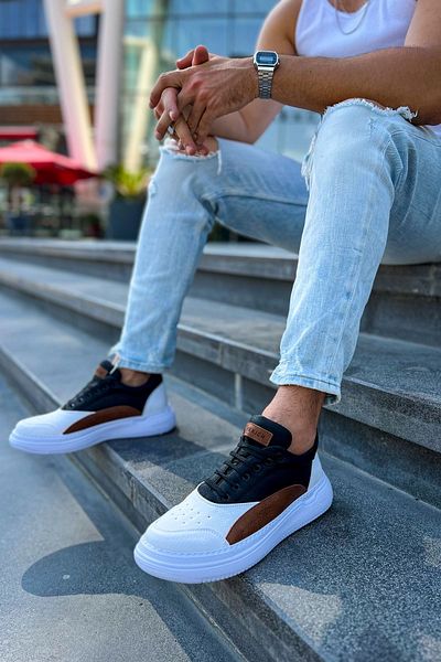 BZ Moda Ανδρικά αθλητικά παπούτσια Orthopedic BLiteride B115 - Casual Skin, Λευκό/Μαύρο/Μαύρο, CBT