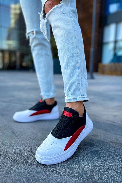 BZ Moda B115 Literide - Orthopedic Sole Casual Ανδρικά Αθλητικά Παπούτσια CBT Λευκό/Κόκκινο/Μαύρο
