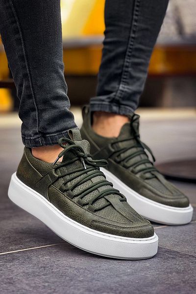 BZ Moda B159 Saturn Ανδρικά αθλητικά παπούτσια - Ορθοπεδική σόλα, Casual Skin, CBT Khaki Sports Shoes