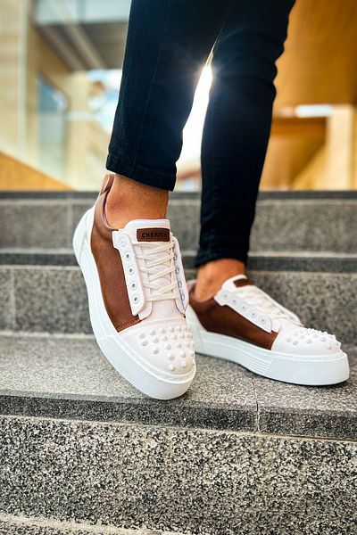 BZ Moda B169 Thorn Ανδρικό Sneaker - Ορθοπεδική σόλα, Casual Skin, White/Tan CBT