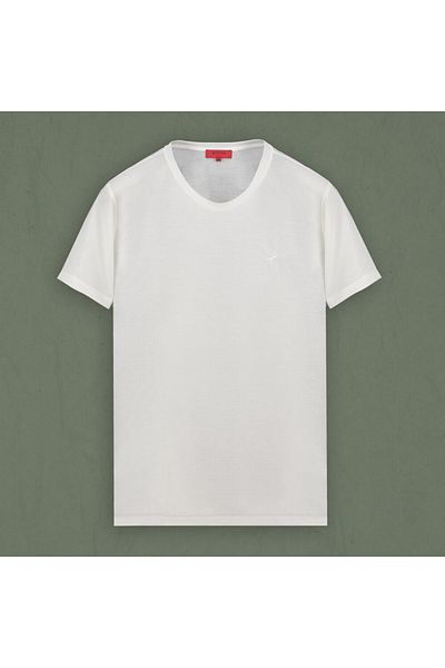 Sarar Μπλουζάκι Crew Neck Slim Fit Basic - Συνέντευξη Modal Kumash, κοντομάνικο, λευκό