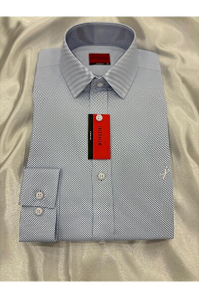 Sarar İNTERVİEW DOKUMA DESENLİ SLİM FİT MAVİ GÖMLEK