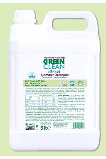 Green Clean Bitkisel Çamaşır Deterjanı Organik Lavanta Yağlı (5000 Ml) Depo-e