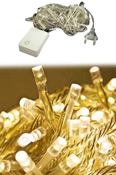 kar-bul 100led Fişli Pirinç Led 10 Mt Sarı 8 Modlu Şerit Led Dekor Lambası An...