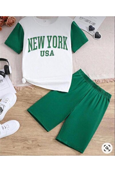 VESTIR BIEN White Green New York Printed Children's Suit