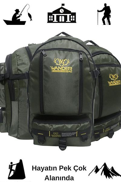 Baggor Wander 50L Μαύρο, Μπλε, Πράσινο Σακίδιο Πεζοπορίας-Ταξιδιού-Σχολείο-Κάμπινγκ-Ορειβάτης-Trekking